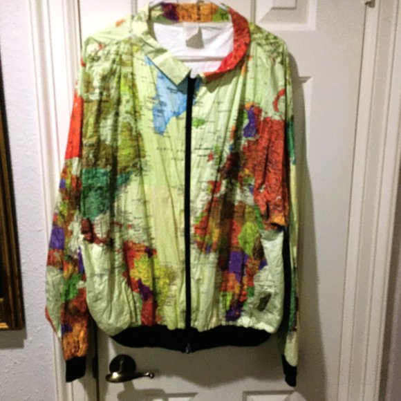RARE vintage 90s Kurt Cobain Tyvek World Map Jacket size XXXL - Picture 1 of 8